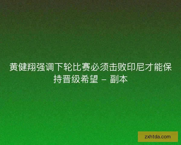 黄健翔强调下轮比赛必须击败印尼才能保持晋级希望 - 副本